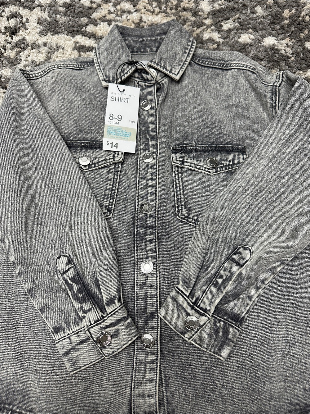 Primark Grey Washed Denim Shirt Jacket - Picture 5 of 9